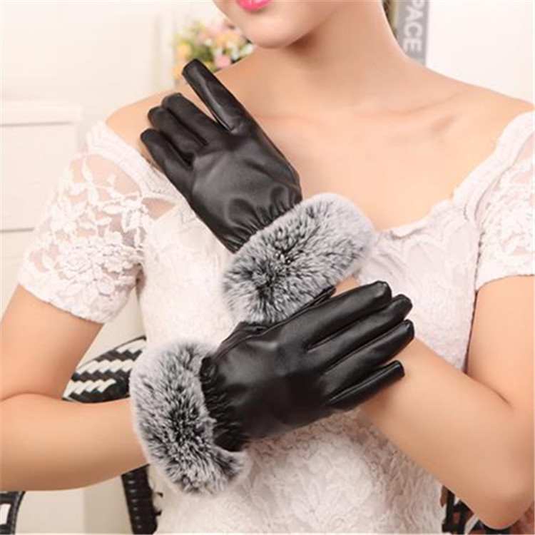 SZ60071-3 Женские зимние перчатки с сенсорным экраном из искусственной кожи с тепловой подкладкой Варежки